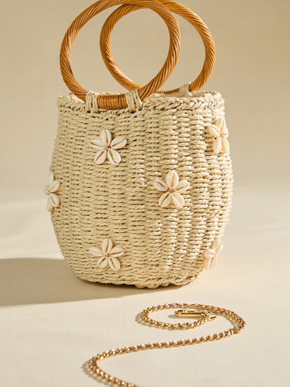 Hampton Woven Shell Bucket Tote - TULLABEE