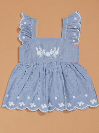 Jane Striped Floral Embroidered Bubble - TULLABEE