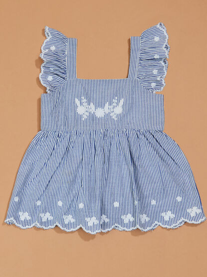 Jane Striped Floral Embroidered Bubble - TULLABEE