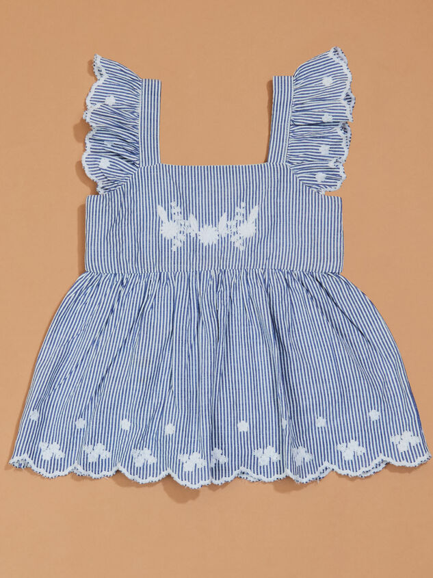 Jane Striped Floral Embroidered Bubble - TULLABEE