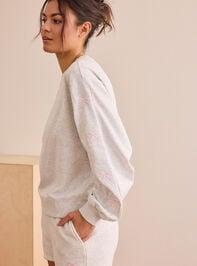 Unwind Time Embroidered Bow Pullover Detail 2 - TULLABEE