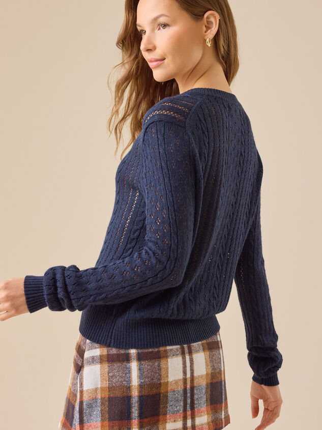 Saffron Pointelle Cardigan Detail 5 - TULLABEE