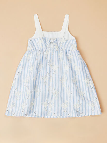 Serena Stripe Floral Embroidered Dress - TULLABEE