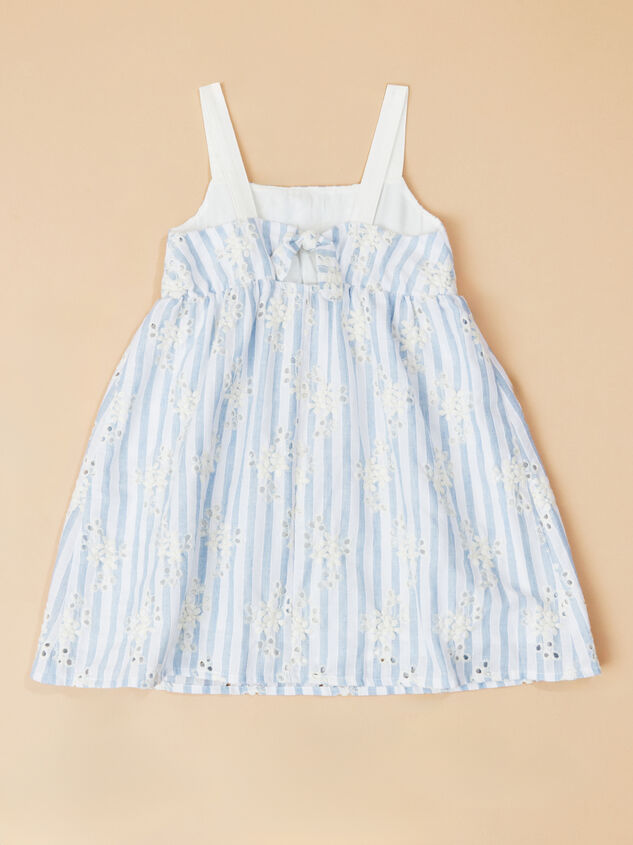Serena Stripe Floral Embroidered Dress Detail 2 - TULLABEE