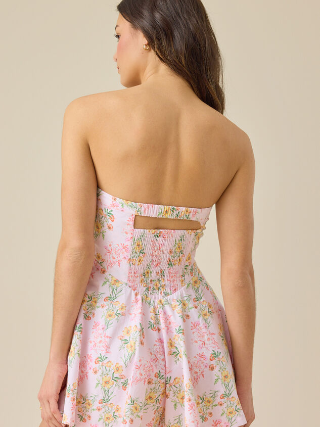 Annie Strapless Floral Romper Detail 2 - TULLABEE