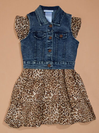 Evie Toddler Cheetah Dress and Vest Set - TULLABEE