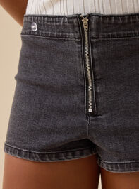 Lorelei Scoop Overlay Denim Mini Skort Detail 5 - TULLABEE
