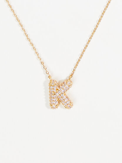 Crystal Bubble Monogram Necklace - K - TULLABEE