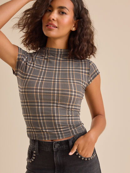 Presley Plaid Mesh Top - TULLABEE