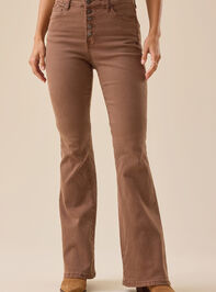 Reagan High Rise Brown Flare Pants Detail 2 - TULLABEE