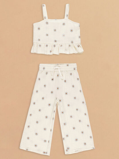 Kayli Embroidered Tank and Pant Set by Rylee + Cru - TULLABEE