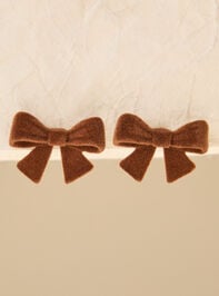 Holiday Velvet Bow Earring Detail 2 - TULLABEE