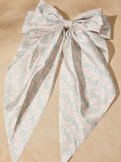 Floral Striped Volume Bow - TULLABEE