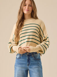 Kristey Striped Mock Neck Sweater - TULLABEE