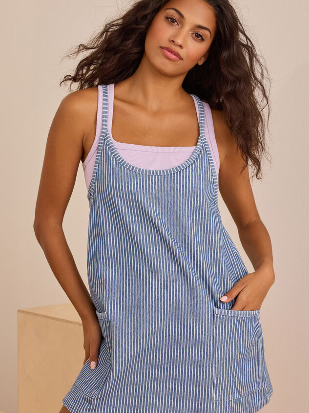Hang Tough Striped Denim Mini Dress - TULLABEE