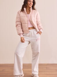 Frosted Heart Puffer Jacket Detail 2 - TULLABEE