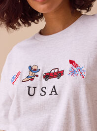 USA Embroidered Oversized Tee Detail 2 - TULLABEE