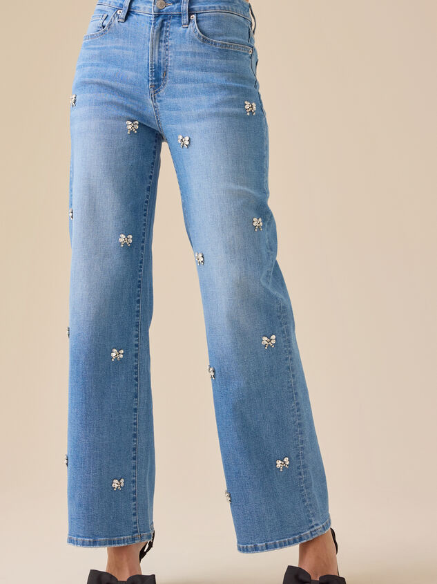 Gwennie Bow Embellished Jeans Detail 2 - TULLABEE