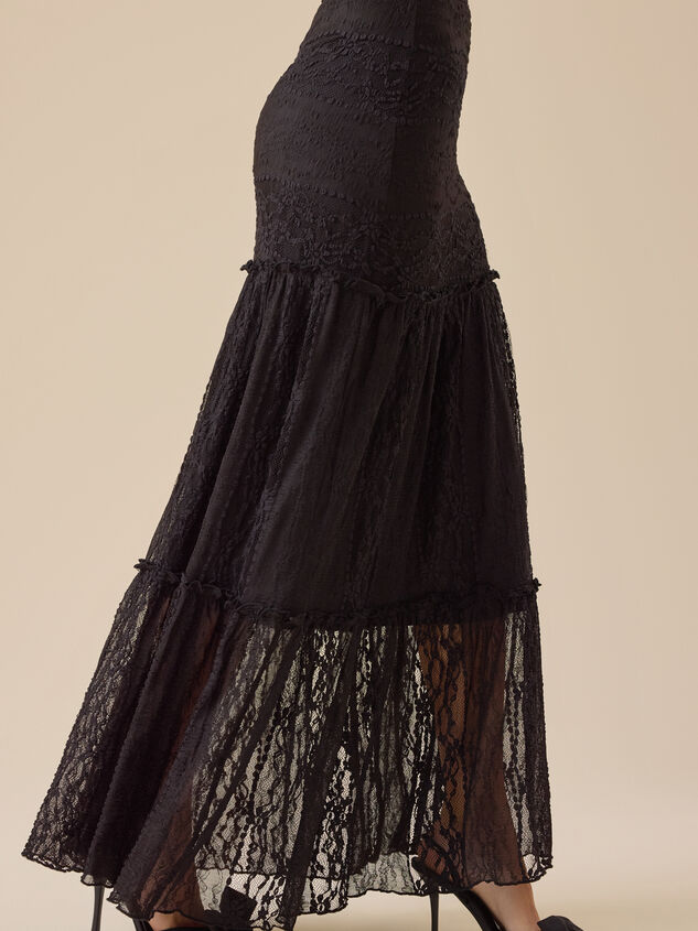 Monica Lace Tiered Midi Skirt Detail 4 - TULLABEE