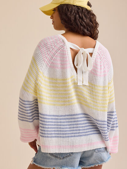 Kaleigh Striped Bow Back Sweater - TULLABEE