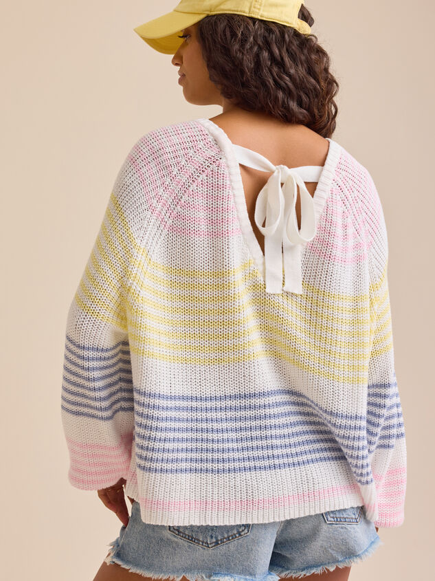Kaleigh Striped Bow Back Sweater Detail 2 - TULLABEE
