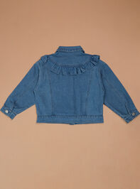 Reagan Ruffle Denim Jacket Detail 4 - TULLABEE