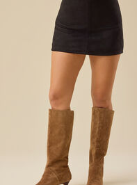 Bridgette Suede Mini Skort Detail 2 - TULLABEE