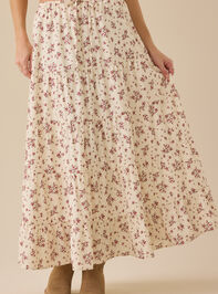 Phiona Floral Tie Waist Midi Skirt Detail 2 - TULLABEE