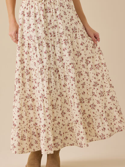 Phiona Floral Tie Waist Midi Skirt - TULLABEE