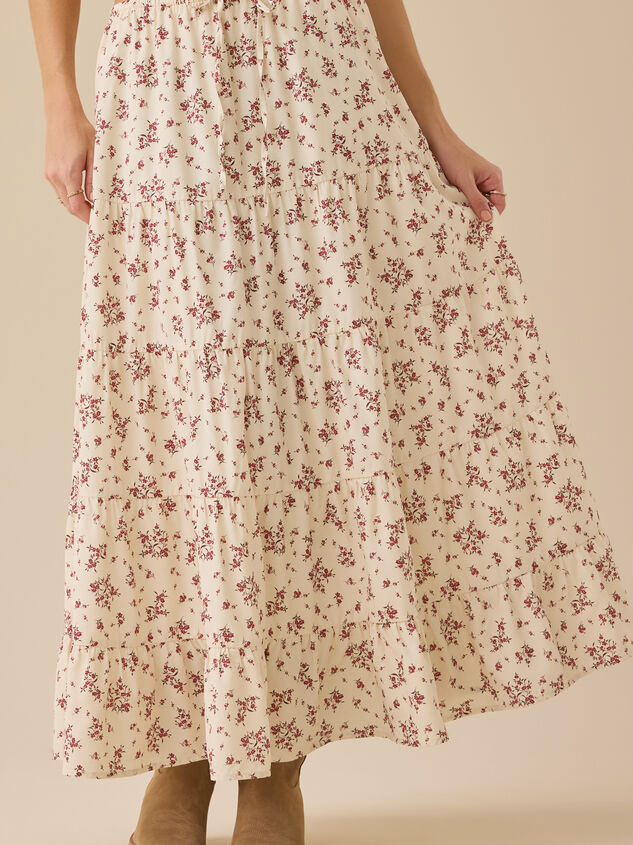 Phiona Floral Tie Waist Midi Skirt Detail 2 - TULLABEE