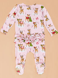 Rosy Reindeer Ruffle Footie Detail 3 - TULLABEE