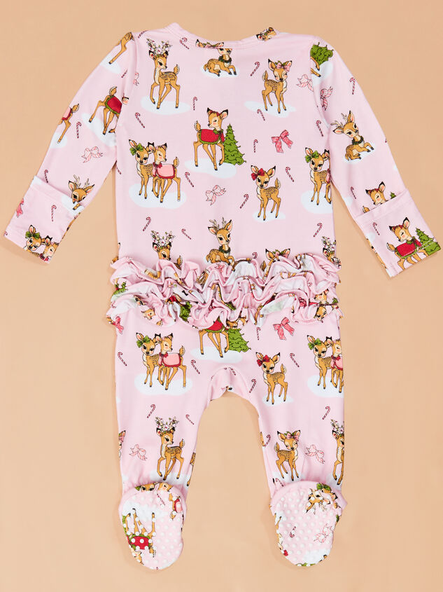 Rosy Reindeer Ruffle Footie Detail 3 - TULLABEE