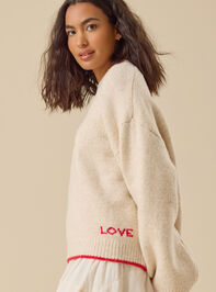 Love Contrast Trim Sweater Detail 4 - TULLABEE