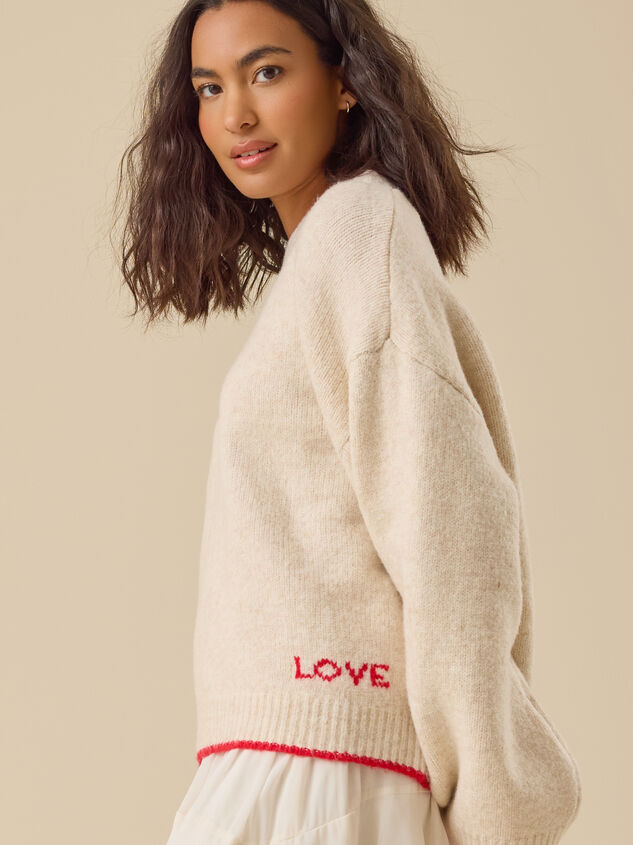 Love Contrast Trim Sweater Detail 4 - TULLABEE