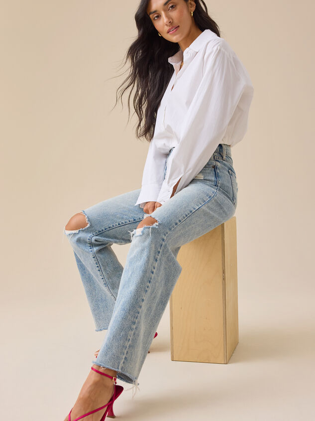 Teagan Banded Hem Button-Up Detail 2 - TULLABEE