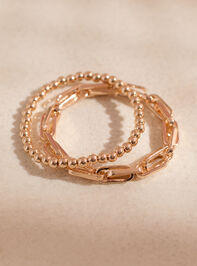 Gold Bead Link Stretch Bracelet Set - TULLABEE