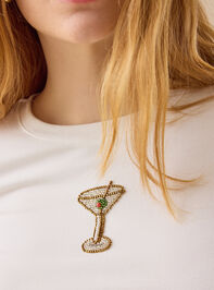 Martini Beaded Embroidery Baby Tee Detail 3 - TULLABEE