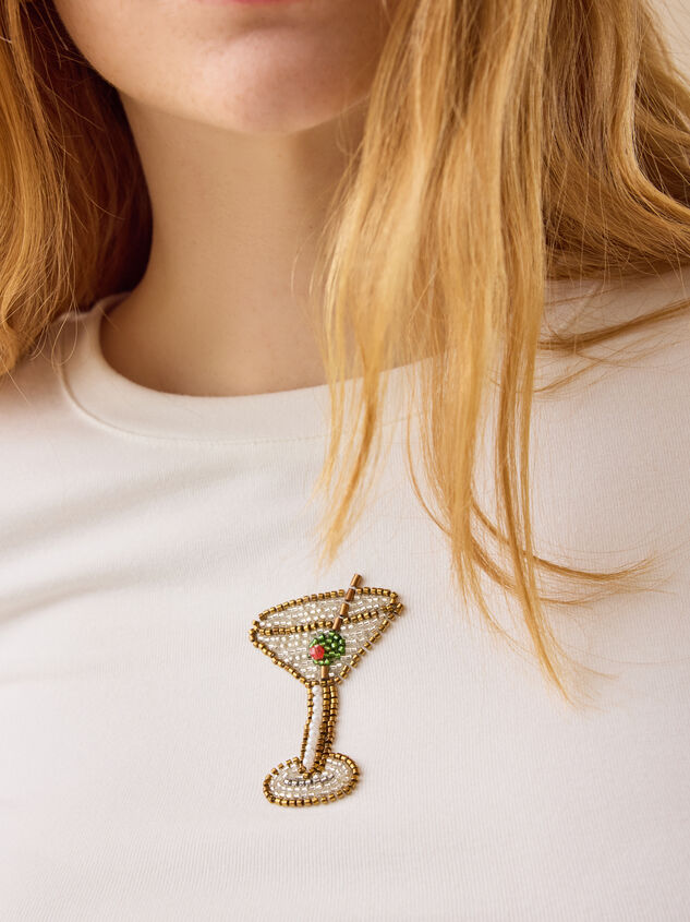 Martini Beaded Embroidery Baby Tee Detail 3 - TULLABEE