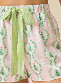 Blythe Satin Christmas Sleep Shorts Detail 3 - TULLABEE