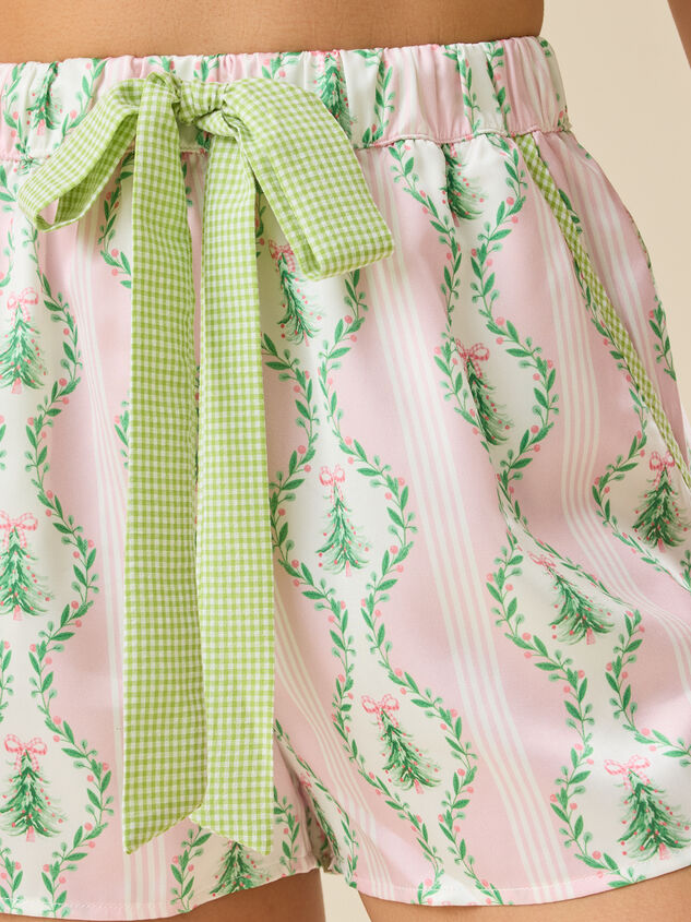 Blythe Satin Christmas Sleep Shorts Detail 3 - TULLABEE