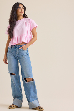 Avery Eyelet Babydoll Top - Altar'd State - 