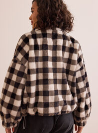 Sideline Gingham Fur Jacket Detail 5 - TULLABEE