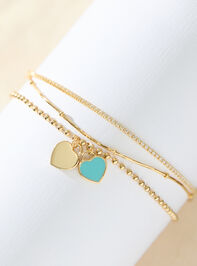 18K Gold Dainty Heart Charm Bracelet - TULLABEE