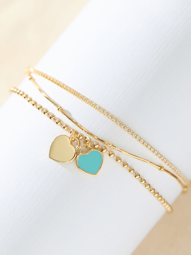 18K Gold Dainty Heart Charm Bracelet - TULLABEE