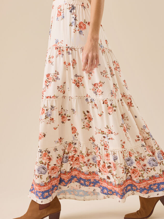 Arabella Mixprint Tiered Maxi Skirt Detail 3 - TULLABEE