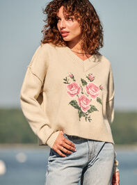 Trisha V-Neck Floral Sweater - TULLABEE