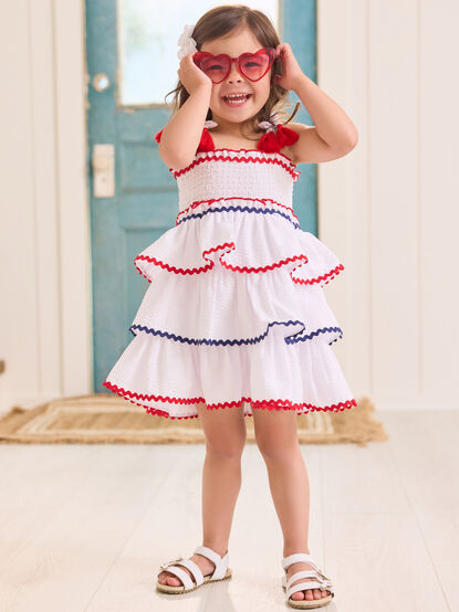 Americana Fun Toddler Ric Rac Dress - TULLABEE