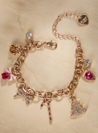 Candy Cane Bow Charm Bracelet - TULLABEE