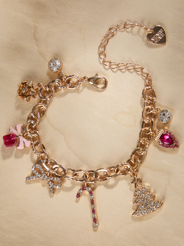 Candy Cane Bow Charm Bracelet - TULLABEE