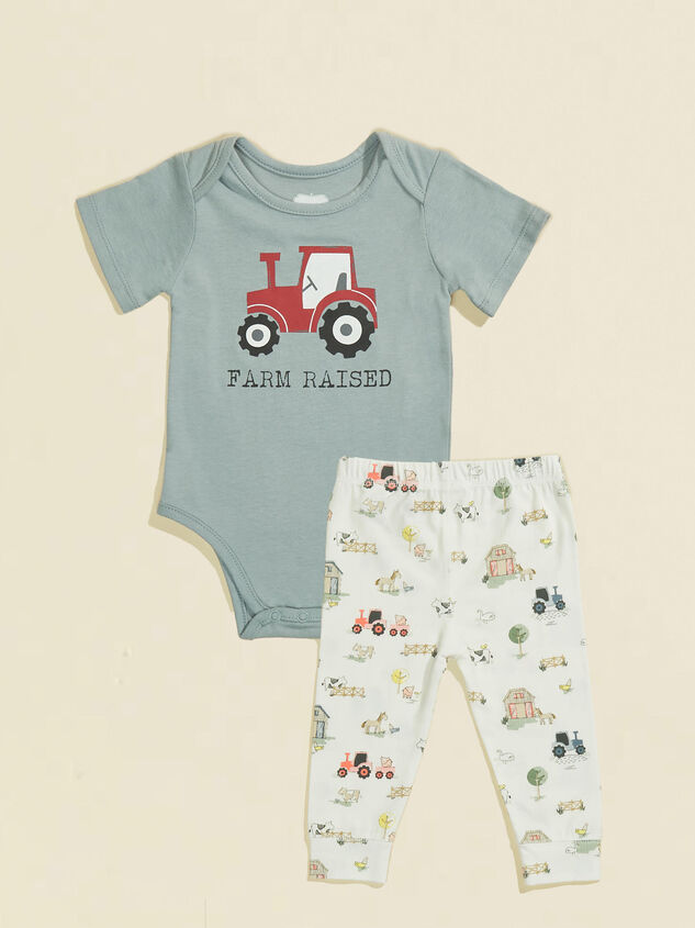Tractor Romper and Pants Set by MudPie Detail 1 - TULLABEE